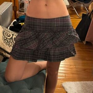 Plaid Mango ruffle mini skirt small